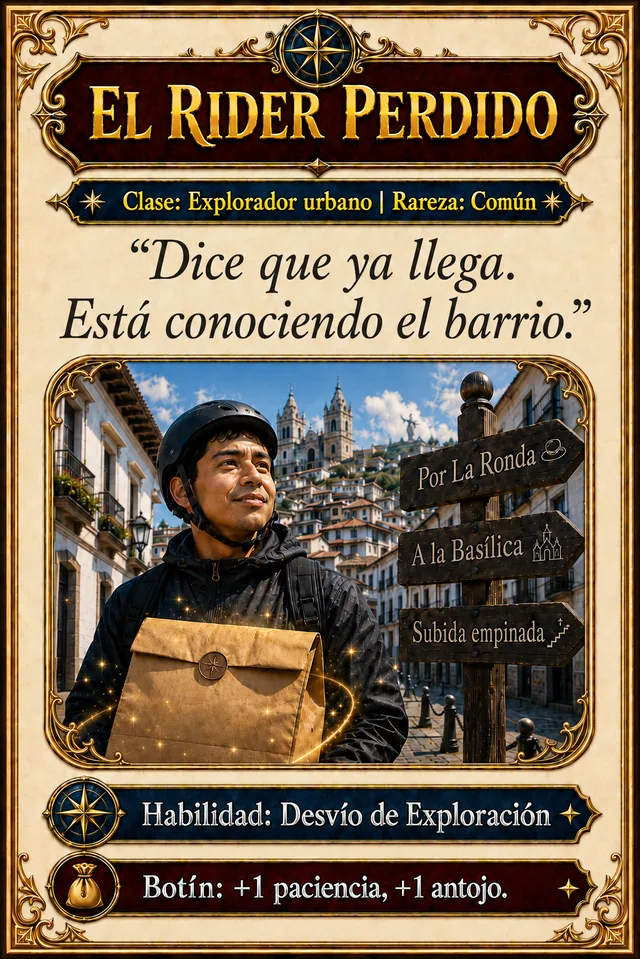 Tarjeta El Rider Perdido de Los traviesos del delivery