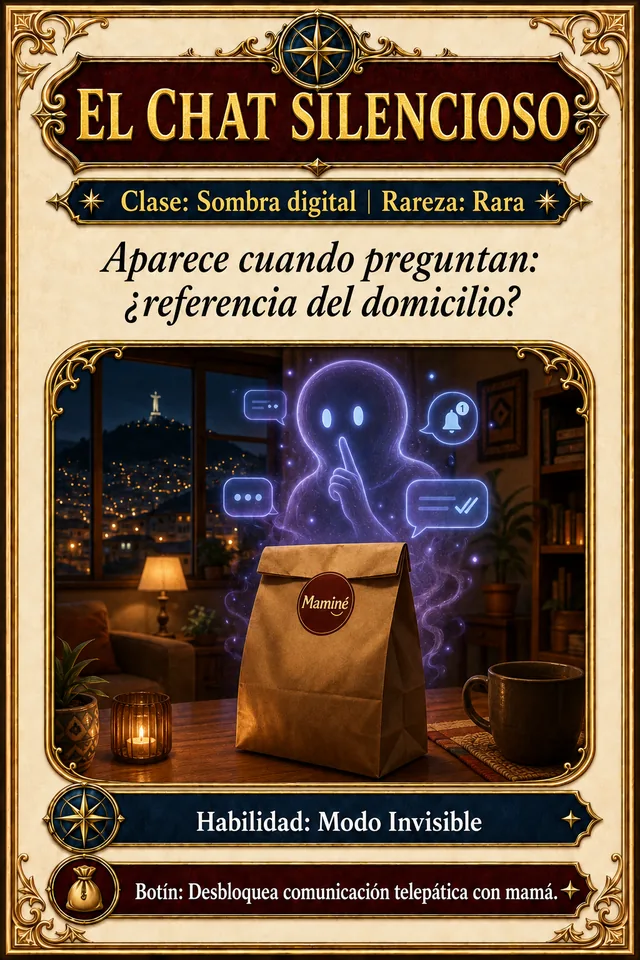 Tarjeta El Chat Silencioso de Los traviesos del delivery