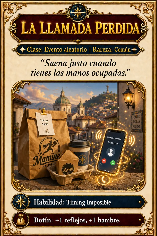 Tarjeta La Llamada Perdida de Los traviesos del delivery