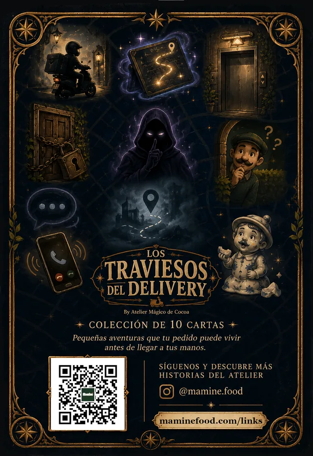Reverso de la colección Los traviesos del delivery